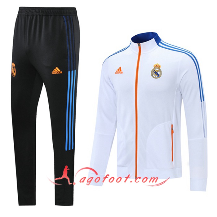 Ensemble Veste Survetement de Foot Real Madrid Blanc 2021/2022