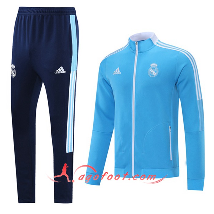 Ensemble Veste Survetement de Foot Real Madrid Bleu 2021/2022