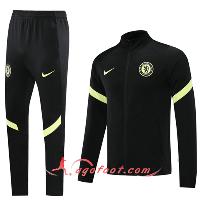 Ensemble Veste Survetement de Foot FC Chelsea Noir 2021/2022
