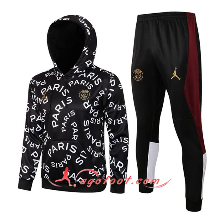 Ensemble Veste Survetement de Foot Jordan PSG Noir 2021/2022