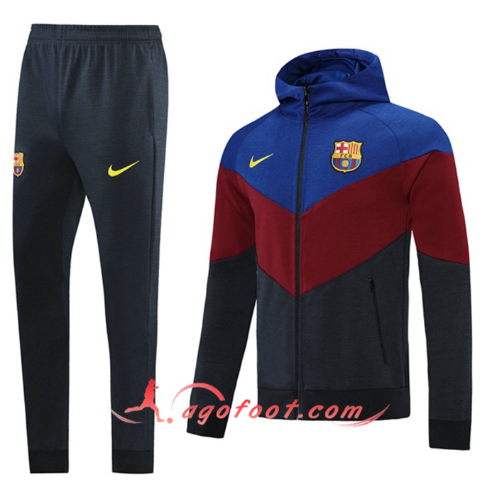 Ensemble Veste A Capuche Survetement FC Barcelone Bleu/Marron 2021/2022
