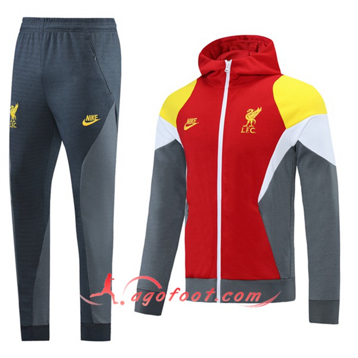 Ensemble Veste A Capuche Survetement FC Liverpool Blanc 2021/2022