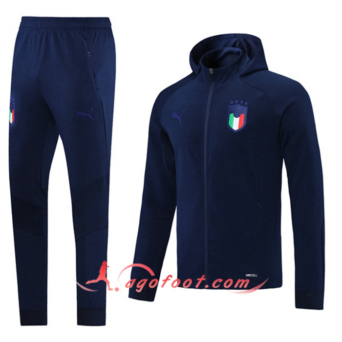 Ensemble Veste A Capuche Survetement Italie Bleu Marin 2021/2022