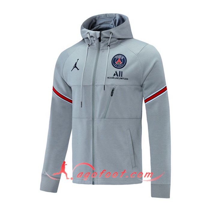 Nouveaux Veste A Capuche Jordan PSG Gris 2021/2022