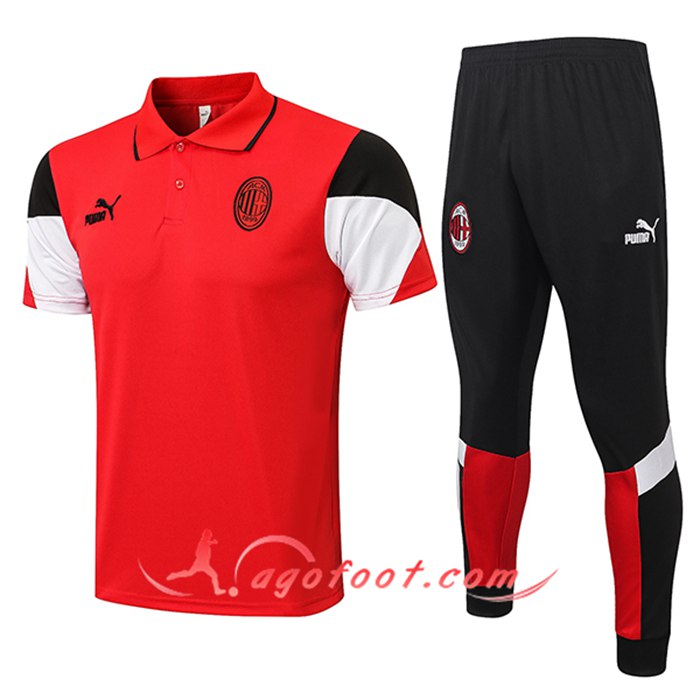 Ensemble Polo Milan AC + Pantalon Blanc/Rouge 2021/2022