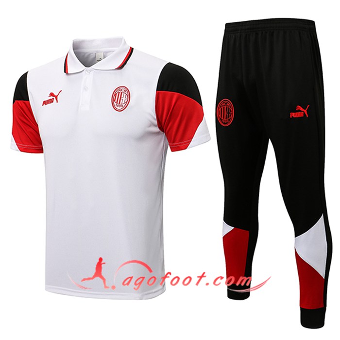 Ensemble Polo Milan AC + Pantalon Rouge/Blanc 2021/2022