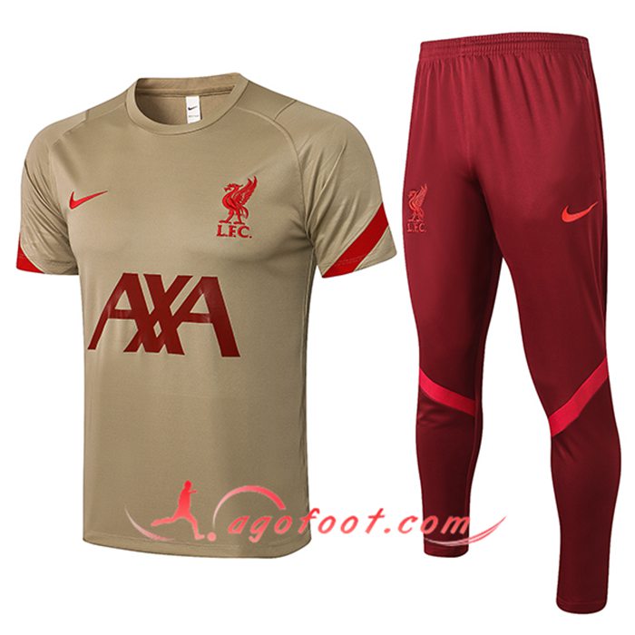 Ensemble Training T-Shirts FC Liverpool + Pantalon Brun 2021/2022