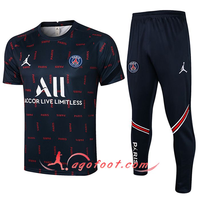 Ensemble Training T-Shirts Jordan PSG + Pantalon Bleu Marin 2021/2022