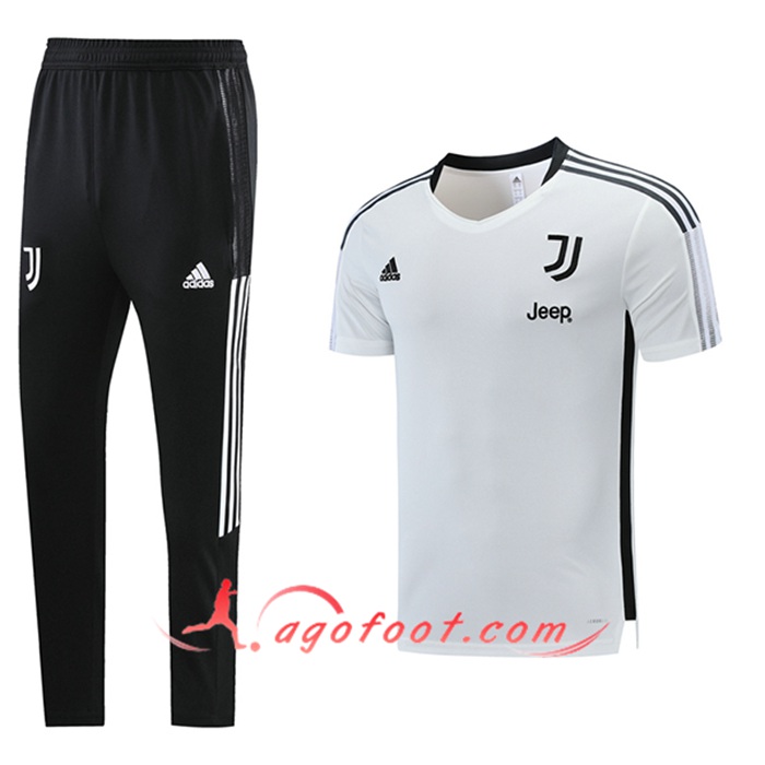 Ensemble Training T-Shirts Juventus + Pantalon Blanc 2021/2022