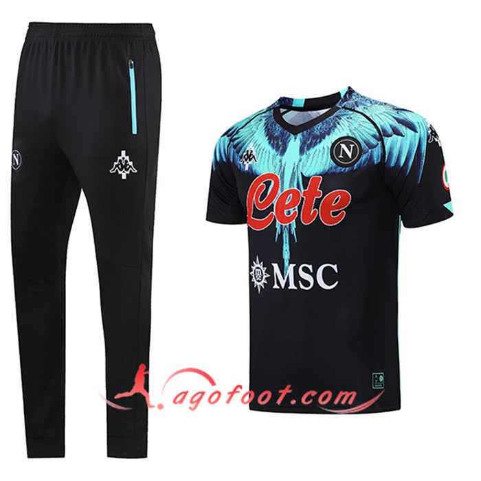 Ensemble Training T-Shirts SSC Naples + Pantalon Noir/Vert 2021/2022