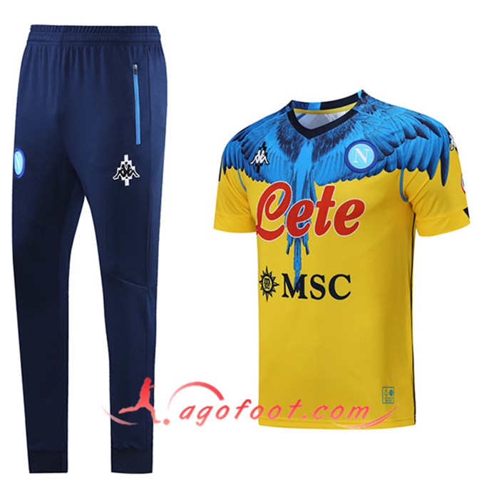 Ensemble Training T-Shirts SSC Naples + Pantalon Noir/Bleu 2021/2022