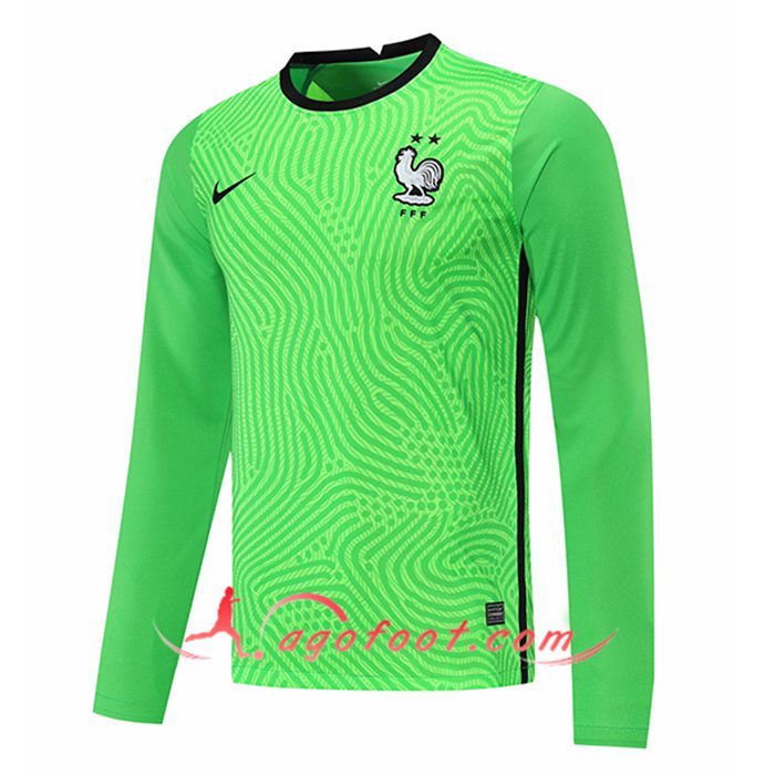 Maillot Equipe Foot France Gardien de But Manche longue Vert 2020