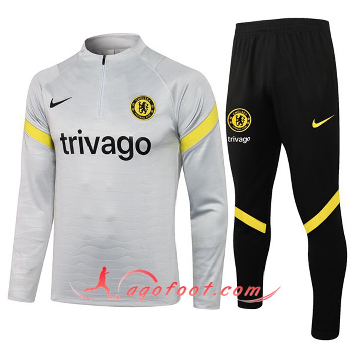 Ensemble Survetement de Foot FC Chelsea Gris 2021/2022