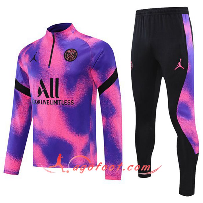 Ensemble Survetement de Foot Jordan PSG Violet/Rose 2021/2022