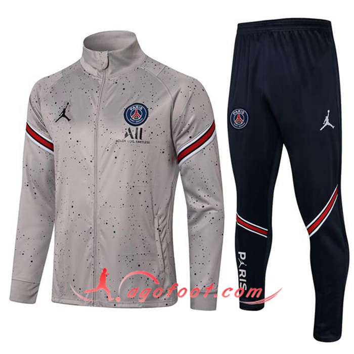 Ensemble Veste Survetement de Foot Jordan PSG Gris 2021/2022