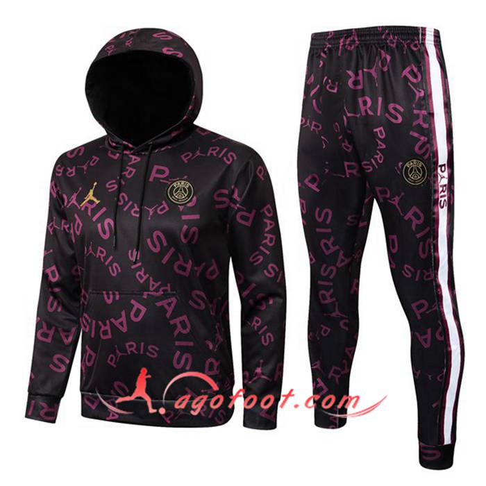 Ensemble Veste A Capuche Survetement Foot Jordan PSG Noir 2021/2022 -2