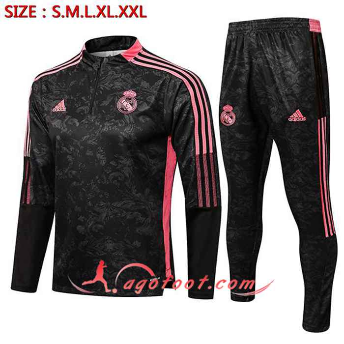 Ensemble Survetement de Foot Real Madrid Noir/Rouge 2021/2022