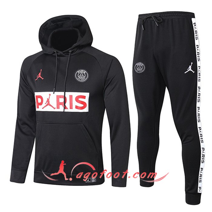 Ensemble Veste A Capuche Survetement Foot Jordan PSG Noir 2021/2022 -3