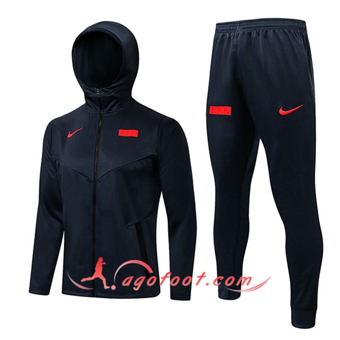 Ensemble Veste A Capuche Survetement - Veste France Rouge/Noir 2021/2022