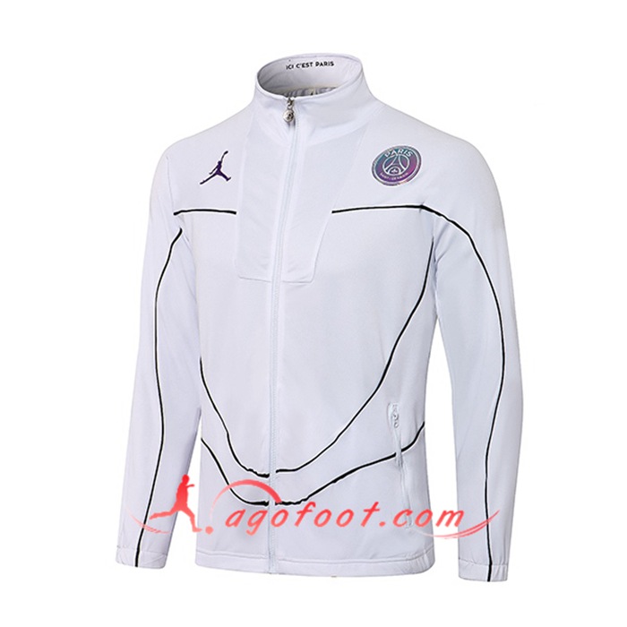 Nouveaux Veste Foot Jordan PSG Blanc 2021/2022 -1