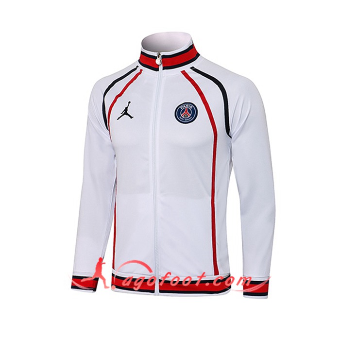 Nouveaux Veste Foot Jordan PSG Blanc/Rouge 2021/2022 -1