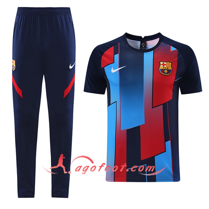 Ensemble Training T-Shirts FC Barcelone + Pantalon Noir/Bleu 2021/2022