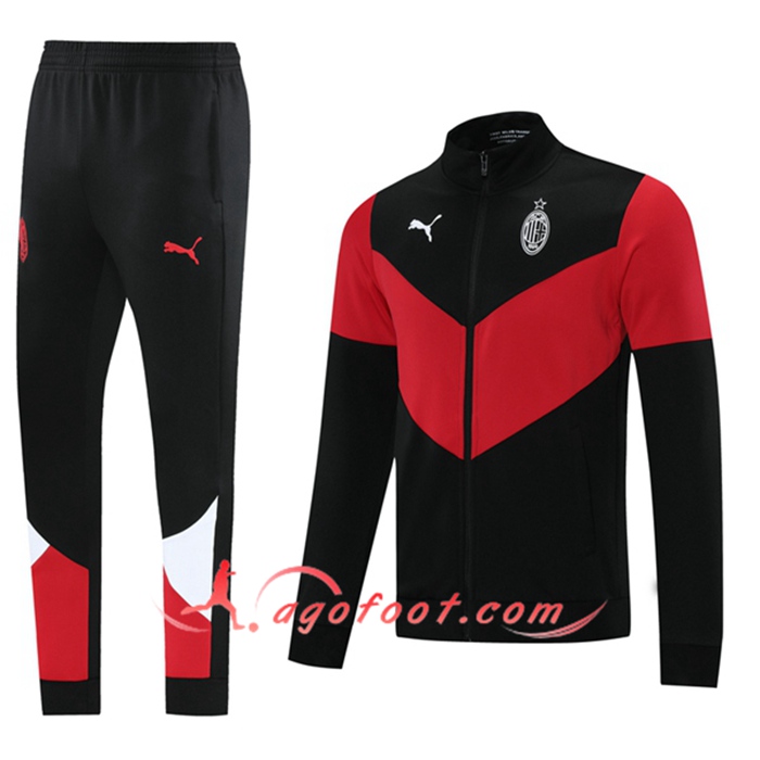 Ensemble Survetement de Foot - Veste Milan AC Noir 2021/2022 -1