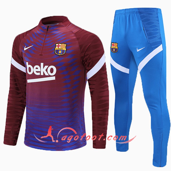 Ensemble Survetement de Foot FC Barcelone Enfant Bleu/Rouge 2021/2022