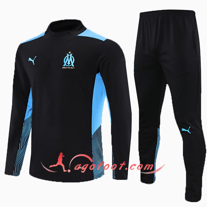 Ensemble Survetement de Foot Marseille OM Enfant Noir 2021/2022