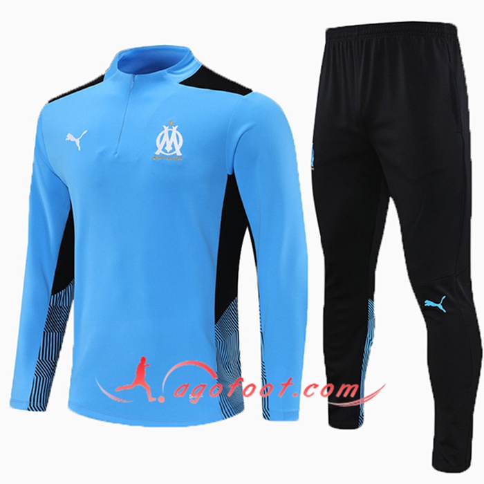 Ensemble Survetement de Foot Marseille OM Enfant Bleu 2021/2022