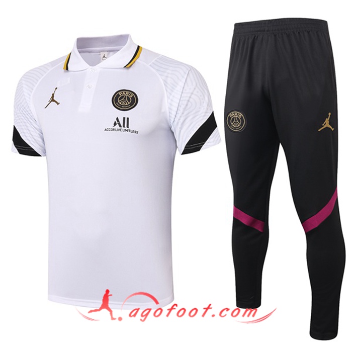 Ensemble Polo Jordan PSG + Pantalon Blanc/Noir 2021/2022