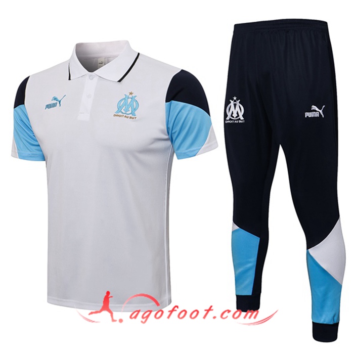 Ensemble Polo Marseille OM + Pantalon Blanc/Bleu 2021/2022
