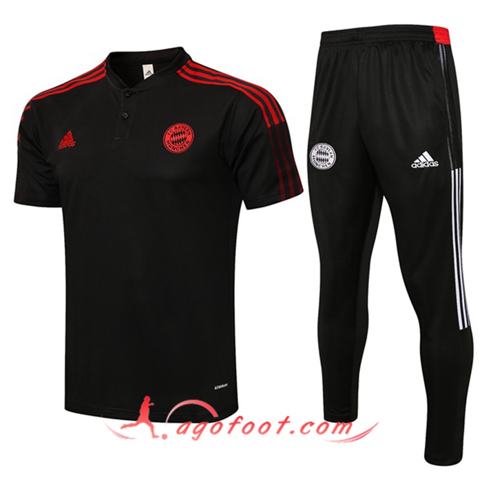 Ensemble Polo Bayern Munich + Pantalon Noir/Rouge 2021/2022