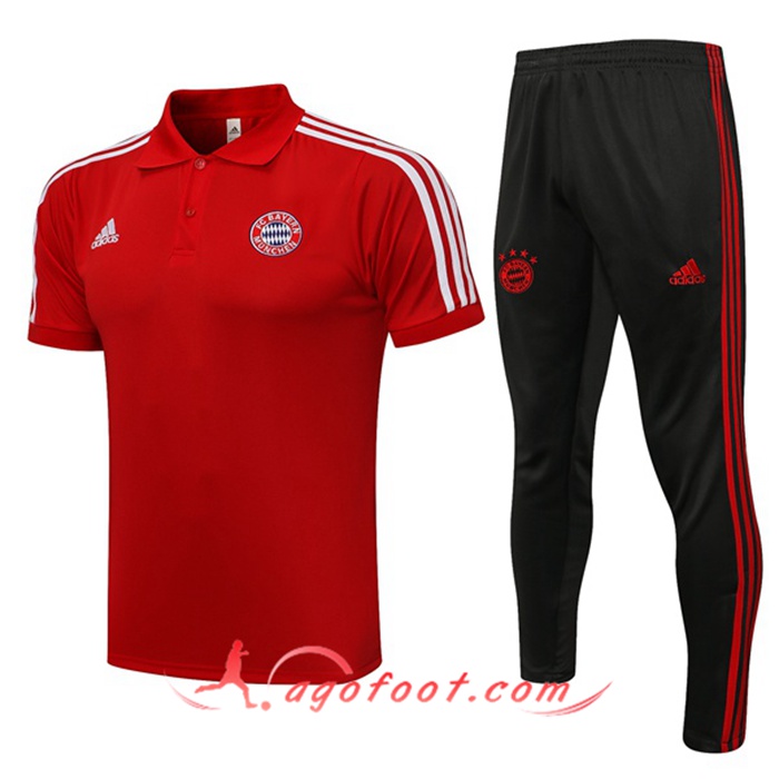 Ensemble Polo Bayern Munich + Pantalon Blanc/Rouge 2021/2022