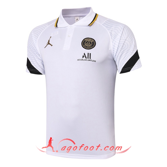 Polo Foot Jordan PSG Blanc/Noir 2021/2022