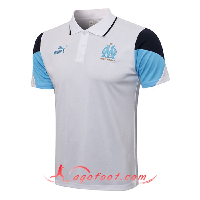 Polo Foot Marseille OM Blanc/Bleu 2021/2022