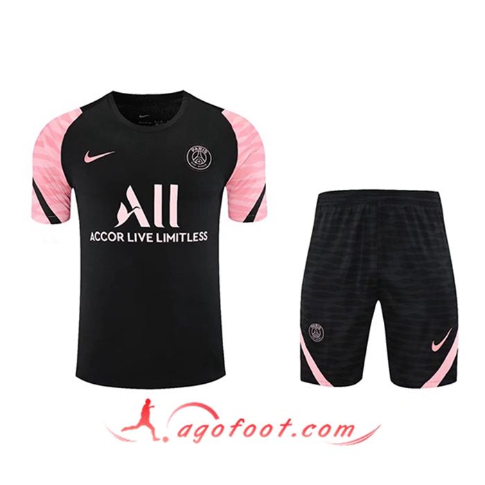 Ensemble Training T-Shirts Jordan PSG + Short Noir/Rose 2021/2022