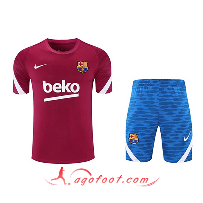 Ensemble Training T-Shirts FC Barcelone + Short Rouge/Blanc 2021/2022