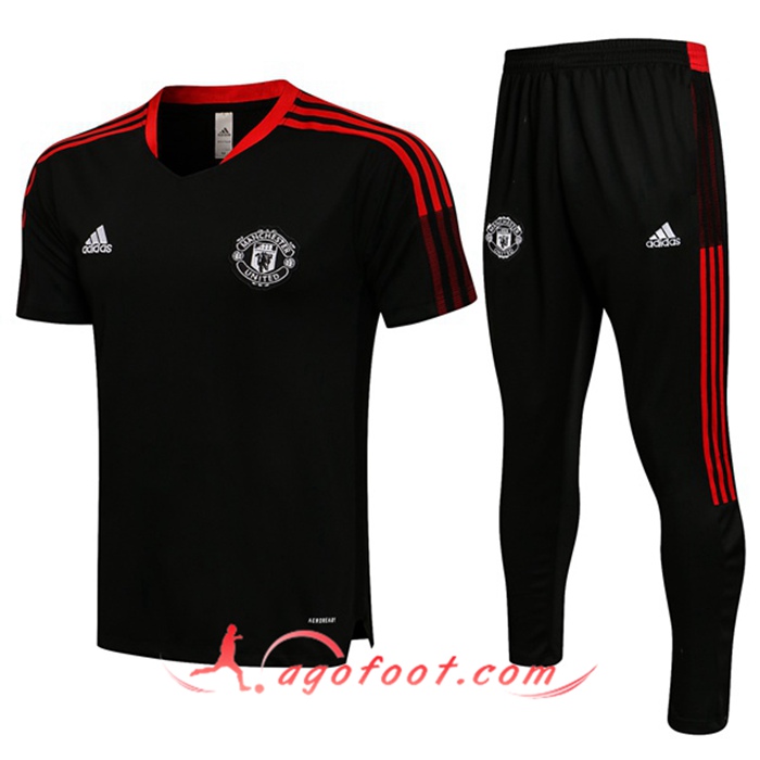 Ensemble Training T-Shirts Manchester United + Pantalon Noir 2021/2022