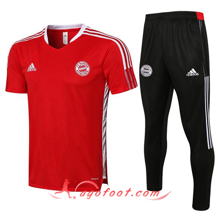 Ensemble Training T-Shirts Bayern Munich + Pantalon Rouge 2021/2022
