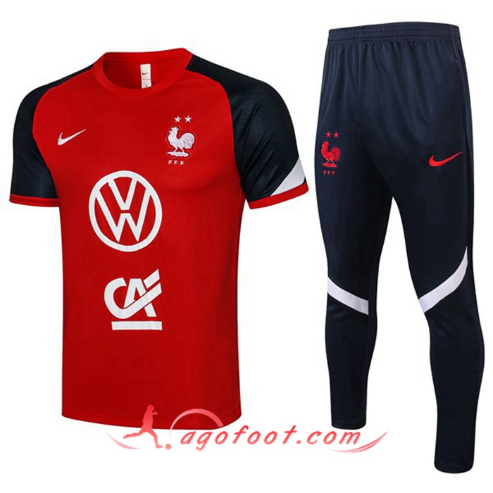 Ensemble Training T-Shirts France + Pantalon Rougr 2021/2022