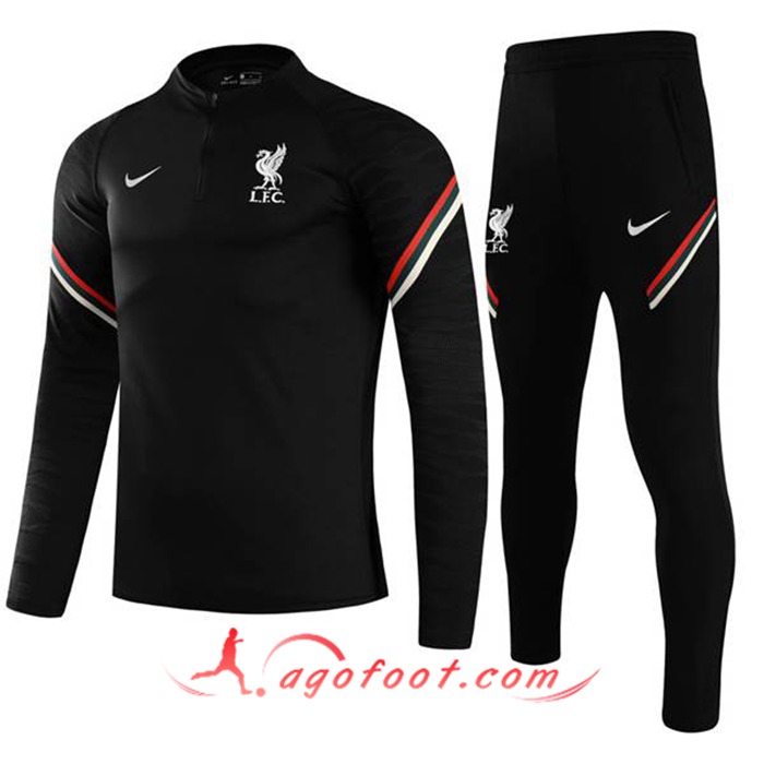 Ensemble Survetement de Foot FC Liverpool Noir/Blanc 2021/2022