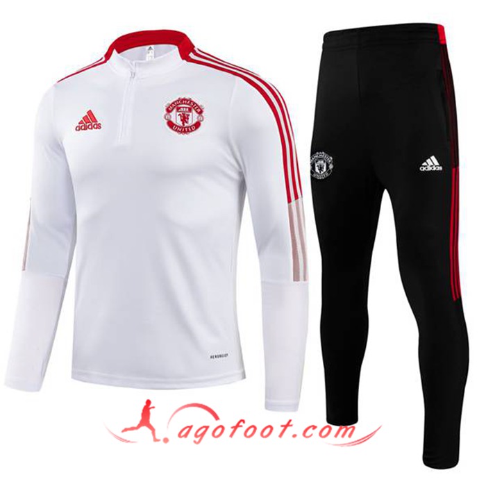 Ensemble Survetement de Foot Manchester United Noir/Blanc 2021/2022