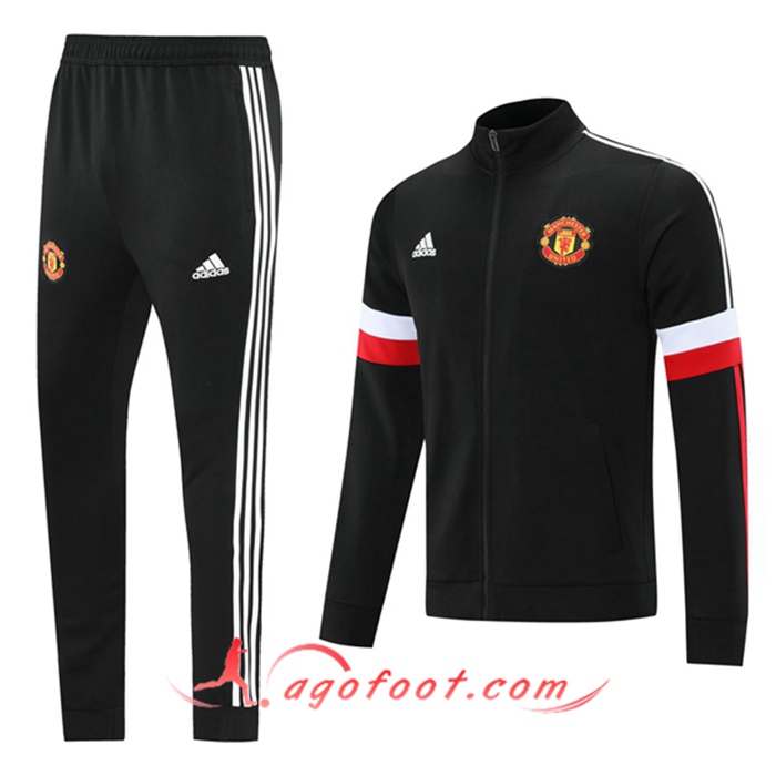 Ensemble Survetement de Foot - Veste Manchester United Noir/Blanc 2021/2022