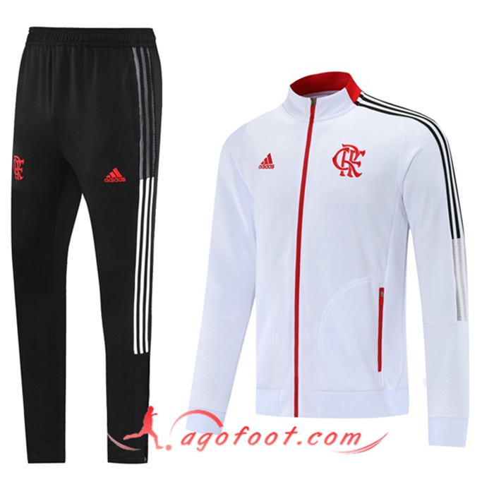 Ensemble Survetement de Foot - Veste Flamengo Blanc/Rouge 2021/2022