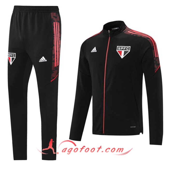 Ensemble Survetement de Foot - Veste Sao Paulo FC Rouge/Noir 2021/2022