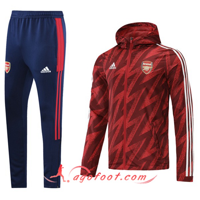 Ensemble Veste A Capuche Survetement - Veste FC Arsenal Rouge 2021/2022