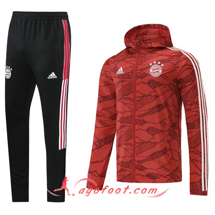 Ensemble Veste A Capuche Survetement - Veste Bayern Munich Rouge/Blanc 2021/2022