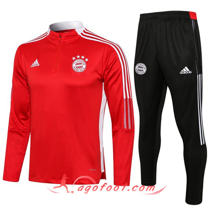 Ensemble Survetement de Foot Bayern Munich Enfant Rouge/Blanc 2021/2022