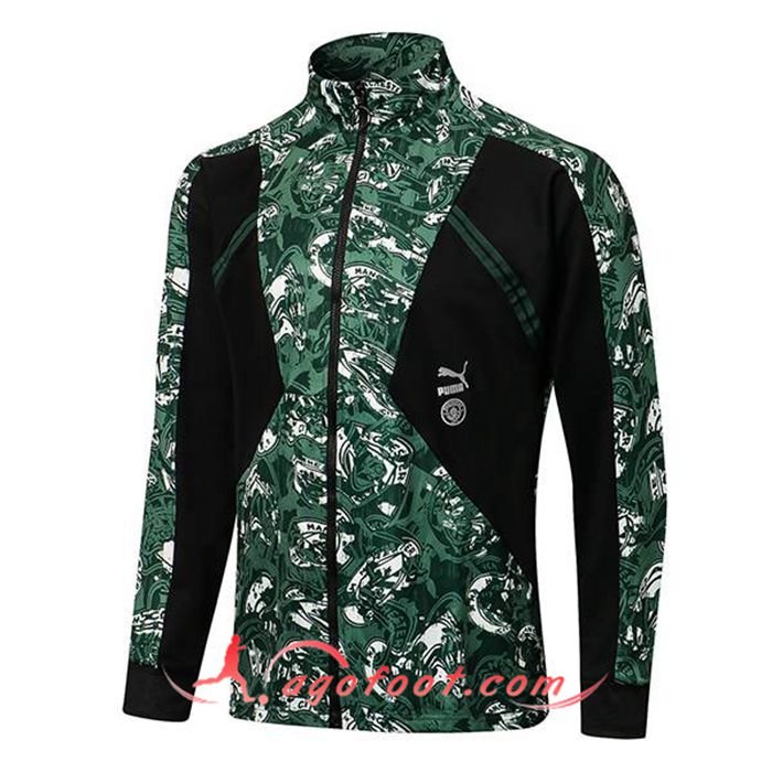 Nouveaux Veste Foot Manchester City Vert/Noir 2021/2022